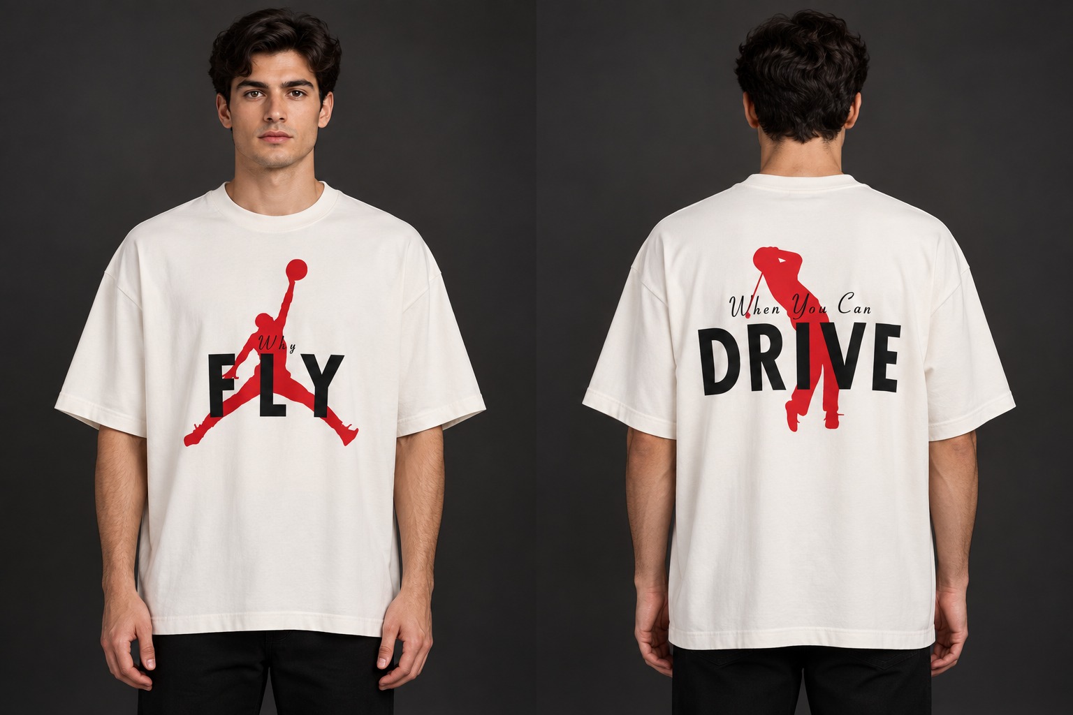 Modelo virtual con el frente de la camiseta Salto Libre