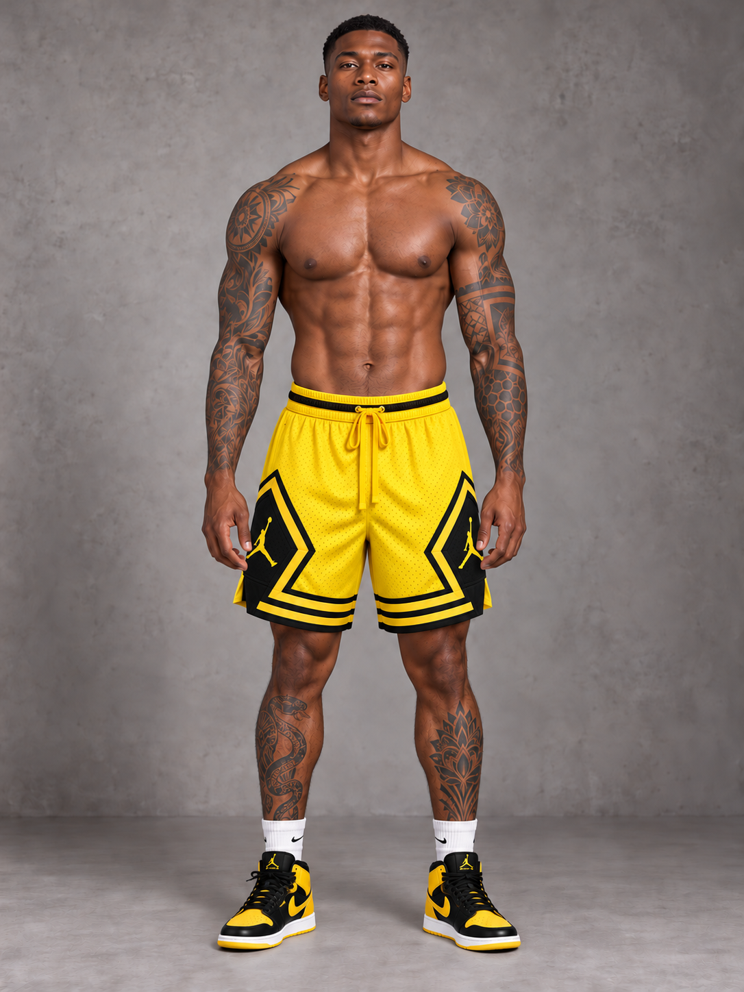Modelo virtual con Jordan Amarilla y tenis a juego
