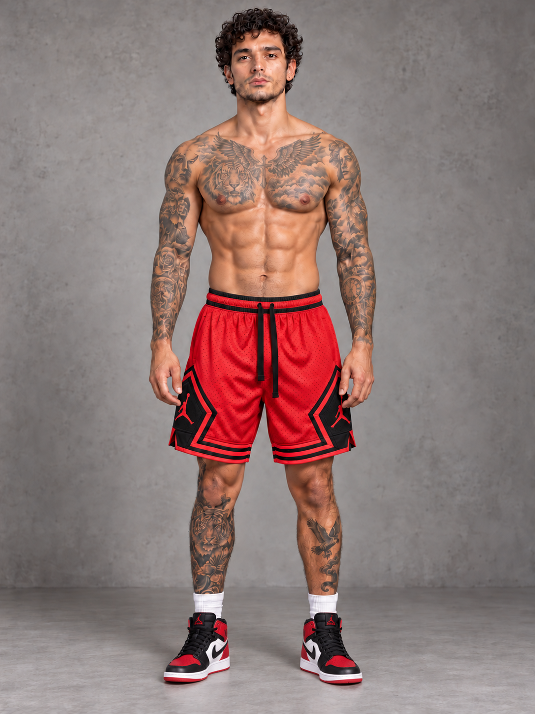 Modelo virtual con Jordan Roja y tenis a juego