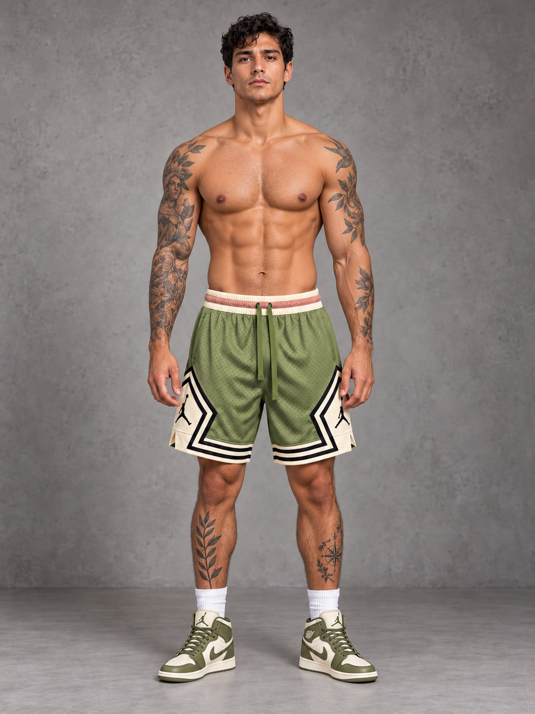 Modelo virtual con Jordan Verde Lulo y tenis a juego