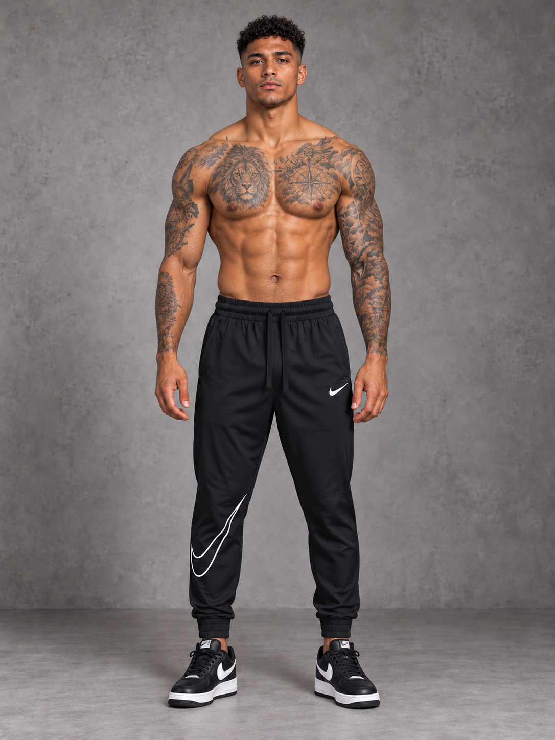 Modelo virtual con Nike Trazo Negra y tenis a juego